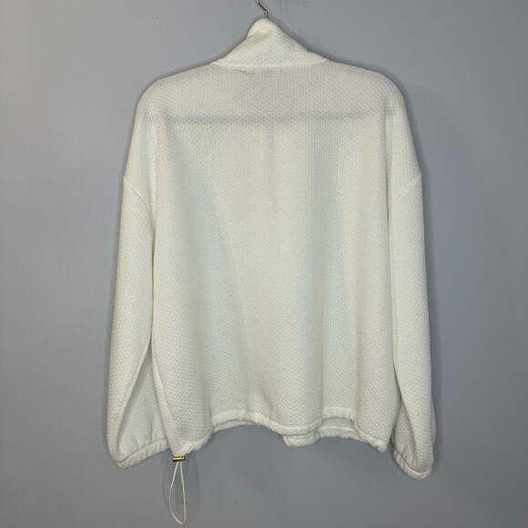 J. CREW Terry Half-Zip Pointelle Sweatshirt in White Large - Picture 6 of 9